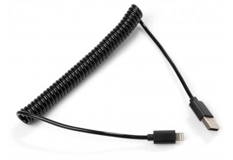 Дата кабель USB 2.0 AM to Lightning 1.8m Spring black Vinga (VCPDCLS1.8BK)