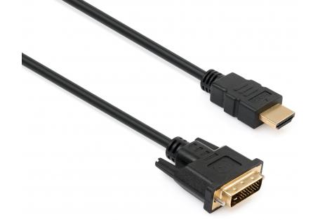 Кабель мультимедийный HDMI to DVI 24+1pin,  1.8m Vinga (VCPHDMI2DVIMM1.8BK)