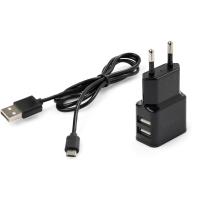 Зарядное устройство Vinga 2 Port USB Wall Charger 2.1A + microUSB cable (VCPWCH2USB2ACMBK)