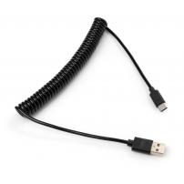 Дата кабель USB 2.0 AM to Type-C 1.8m Spring black Vinga (VCPDCTCS1.8BK)