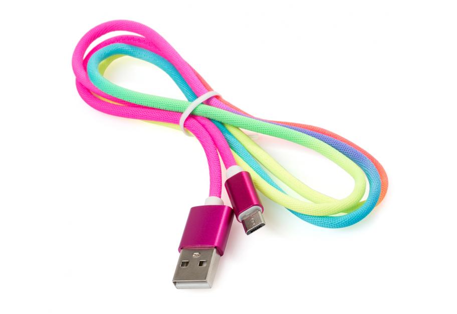 Дата кабель USB 2.0 AM to Micro 5P 1.0m rainbow nylon Vinga (VCPDCMCOLNB1RS)