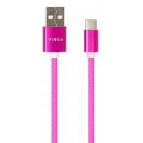 Дата кабель USB 2.0 AM to USB-C 1.0m rainbow nylon Vinga (VCPDCTCCOLNB1RS)