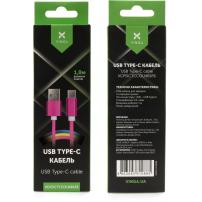 Дата кабель USB 2.0 AM to USB-C 1.0m rainbow nylon Vinga (VCPDCTCCOLNB1RS)