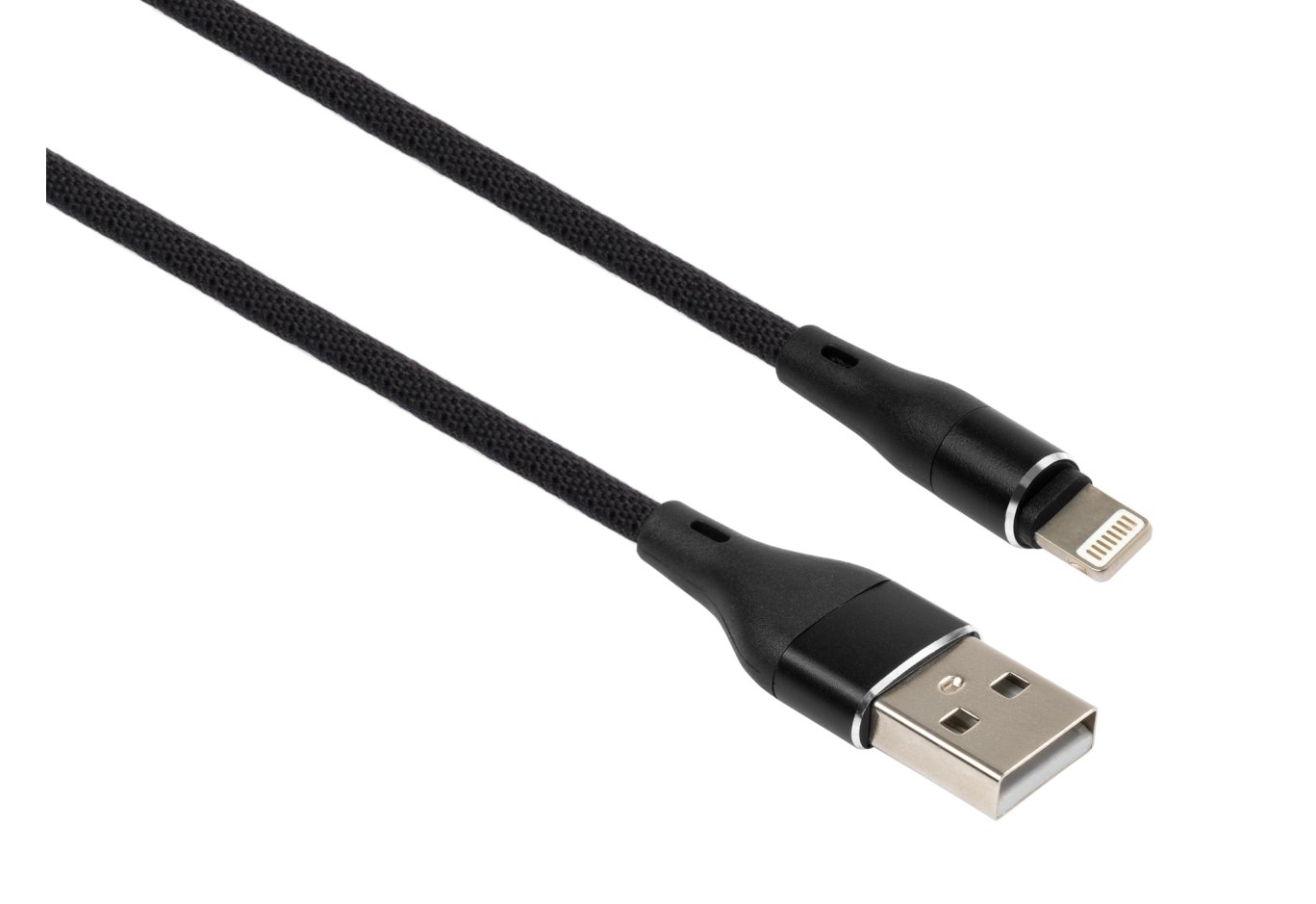 Data cable USB 2.0 AM to Lightning 1.0m cylindric nylon back Vinga (VCPDCLCANB1BK)