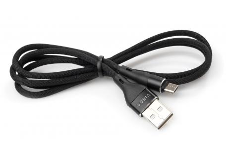 Дата кабель USB 2.0 AM to Micro 5P 1.0m cylindric nylon black Vinga (VCPDCMCANB1BK)