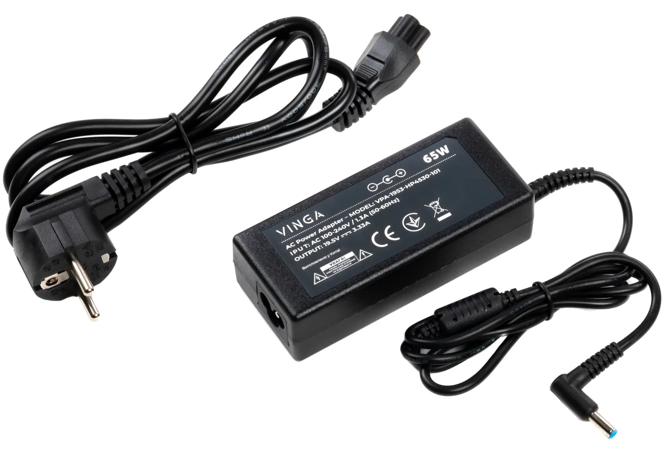 Laptop power supply Vinga HP 65W 19.5V 3.33А 4.5*3.0 (VPA-1953-HP4530-101)