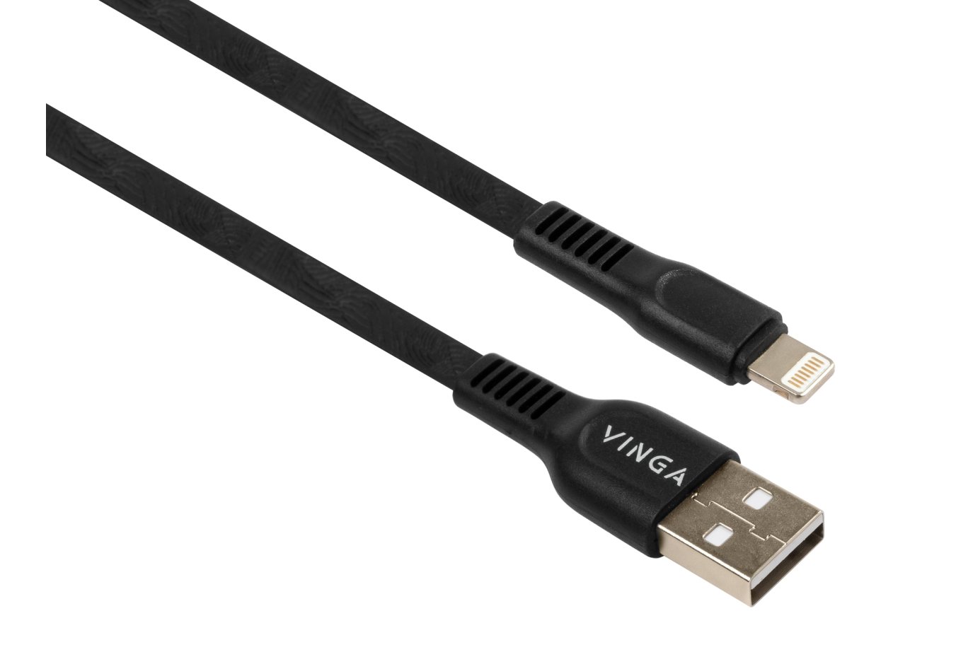Дата кабель USB 2.0 AM to Lightning 1.0m flat art TPE back Vinga (VCPDCLFTPE1BK)