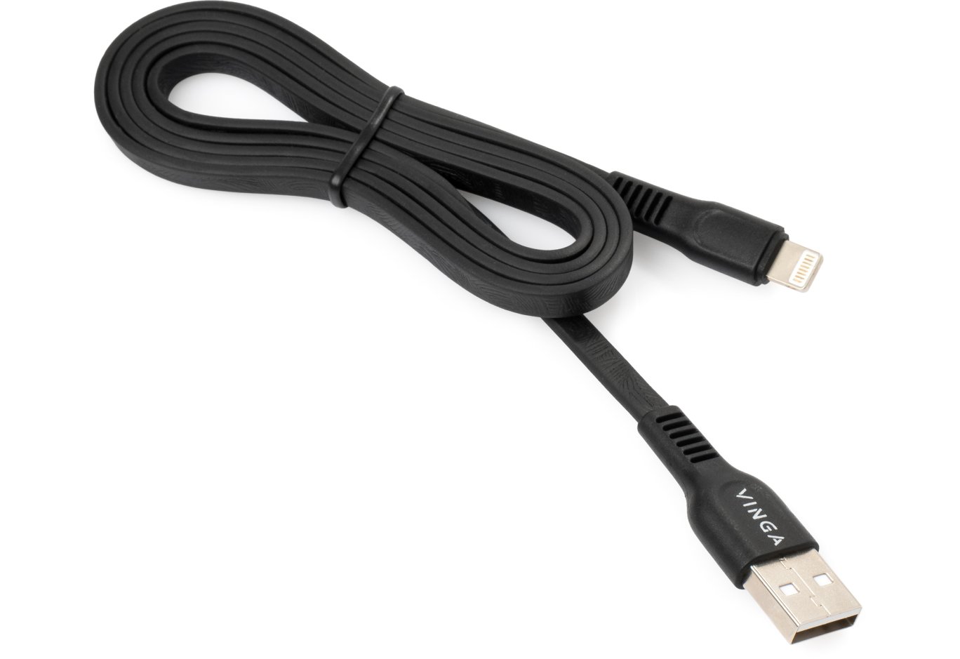 Дата кабель USB 2.0 AM to Lightning 1.0m flat art TPE back Vinga (VCPDCLFTPE1BK)