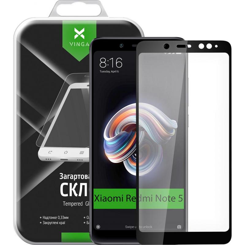 Скло захисне Vinga для Xiaomi Redmi Note 5 (Black) (VTPGS-RN5)