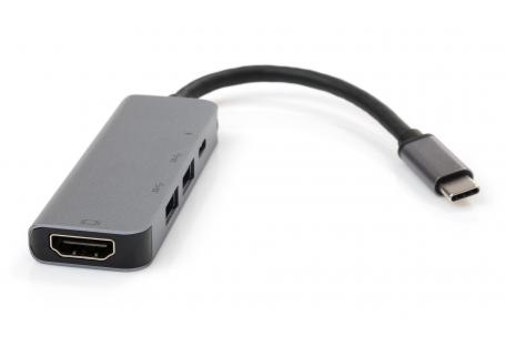 Концентратор Vinga Type-C to 4K HDMI+2*USB3.0+Type-C PD aluminium (VCPATC2PDU3HIGR)