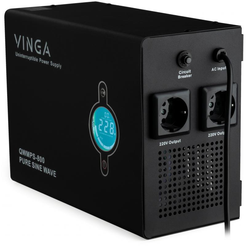 Пристрій безперебійного живлення Vinga QWMPS-800 800VA LCD (QWMPS-800)