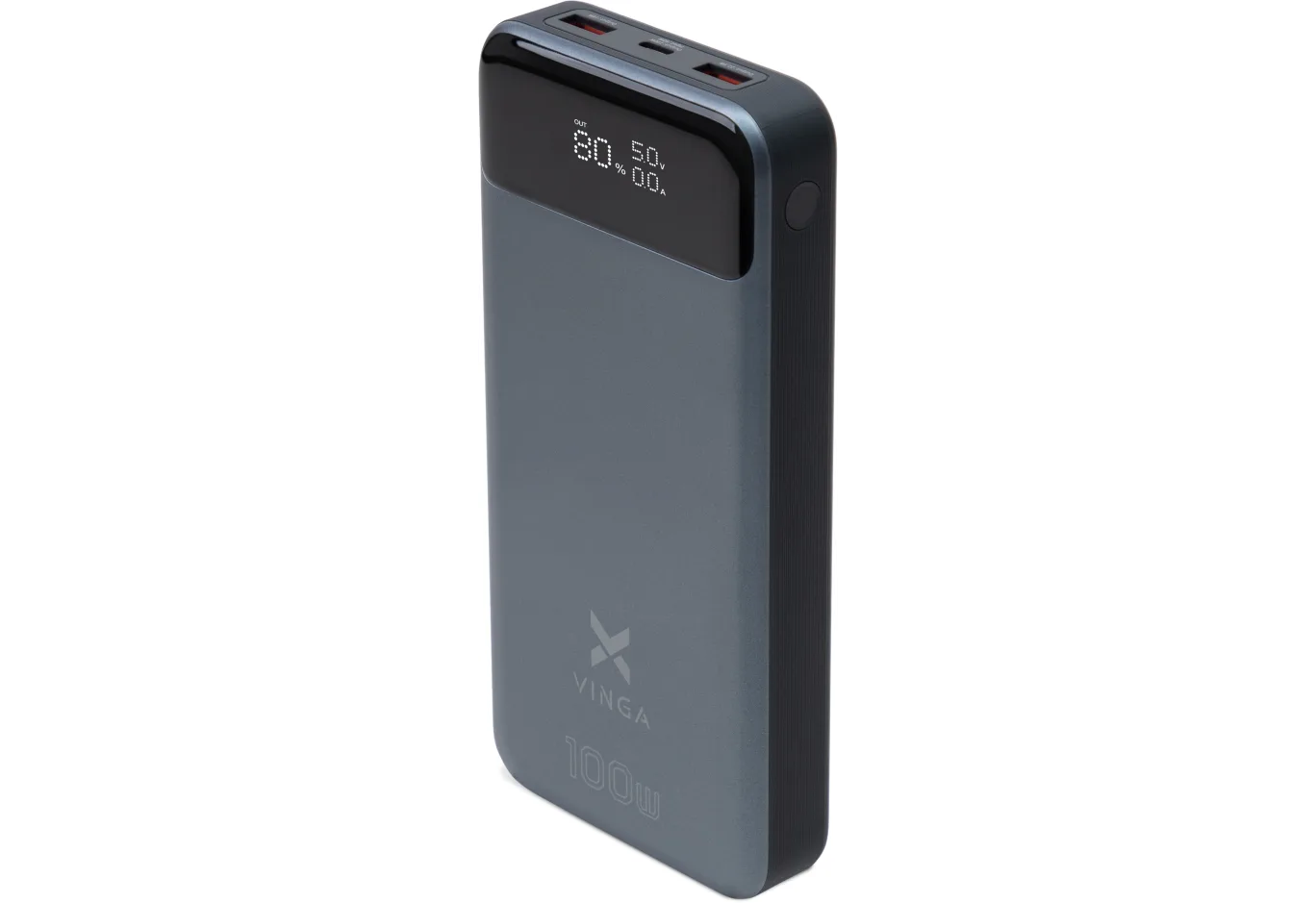 Батарея універсальна Vinga 30000 mAh 100W Display VA Grey (Li-Ion) (VPBB30100)