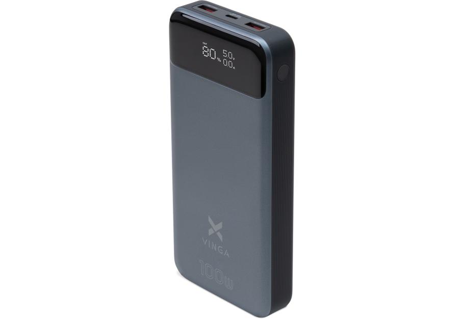 Universal Battery Vinga 30000 mAh 100W Display VA Grey (Li-Ion) (VPBB30100)