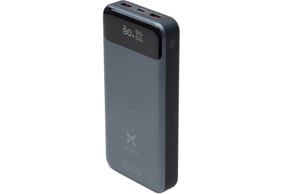 Universal Battery Vinga 30000 mAh 100W Display VA Grey (Li-Ion) (VPBB30100)