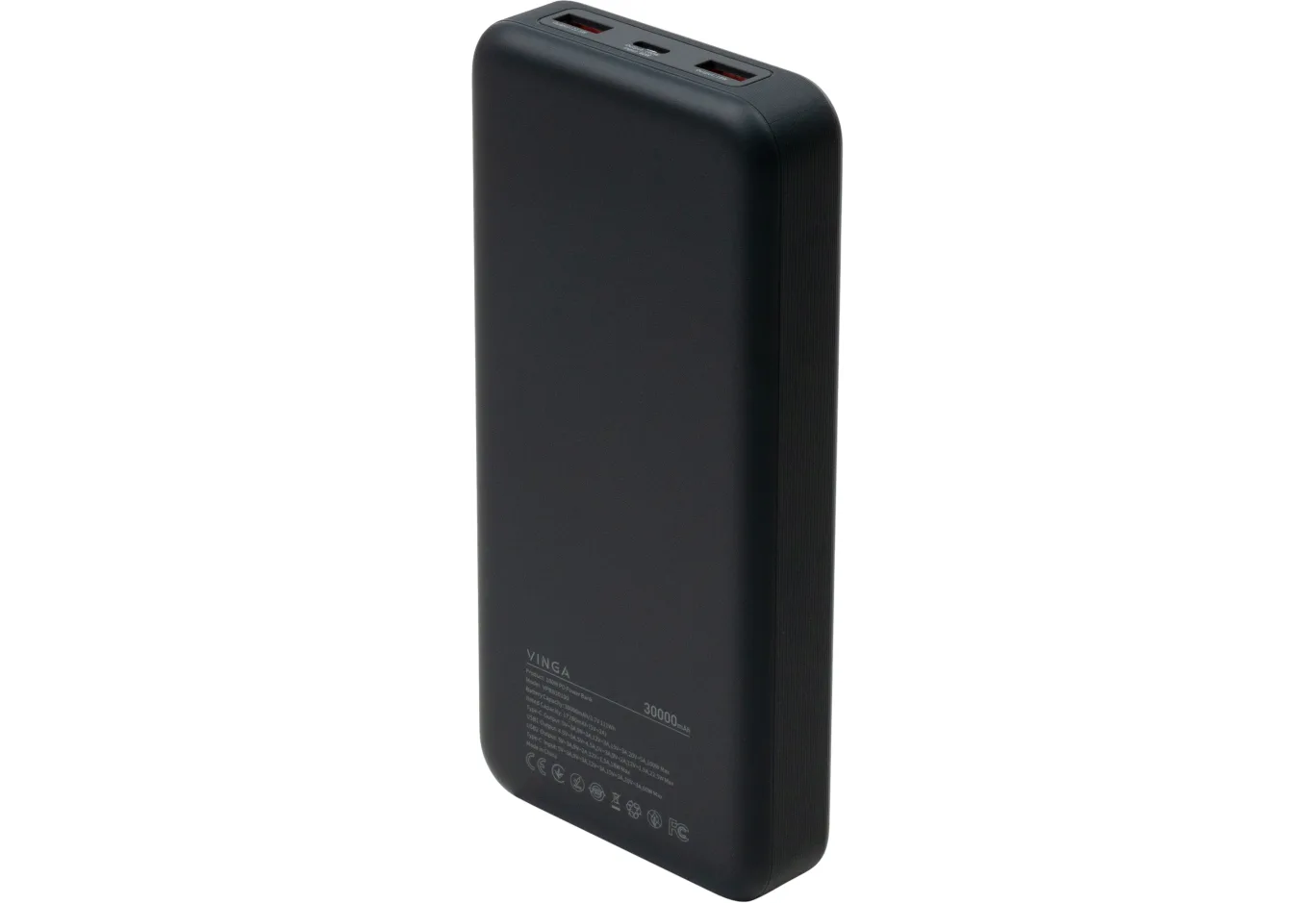 Батарея універсальна Vinga 30000 mAh 100W Display VA Grey (Li-Ion) (VPBB30100)