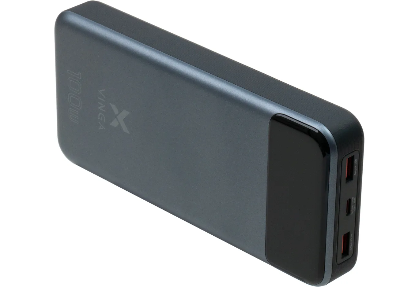 Батарея універсальна Vinga 30000 mAh 100W Display VA Grey (Li-Ion) (VPBB30100)
