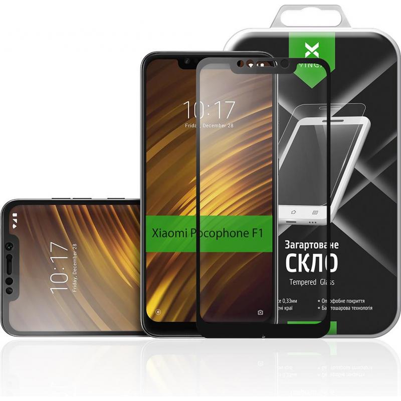 Скло захисне Vinga для Xiaomi Pocophone F1 Black (VTPGS-XPF1B)