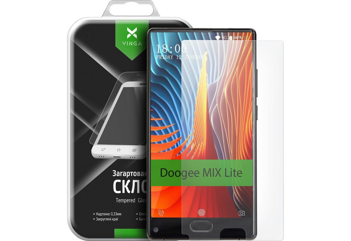 Protective glass Vinga для Doogee MIX Lite (VTPGS-DMIXL)