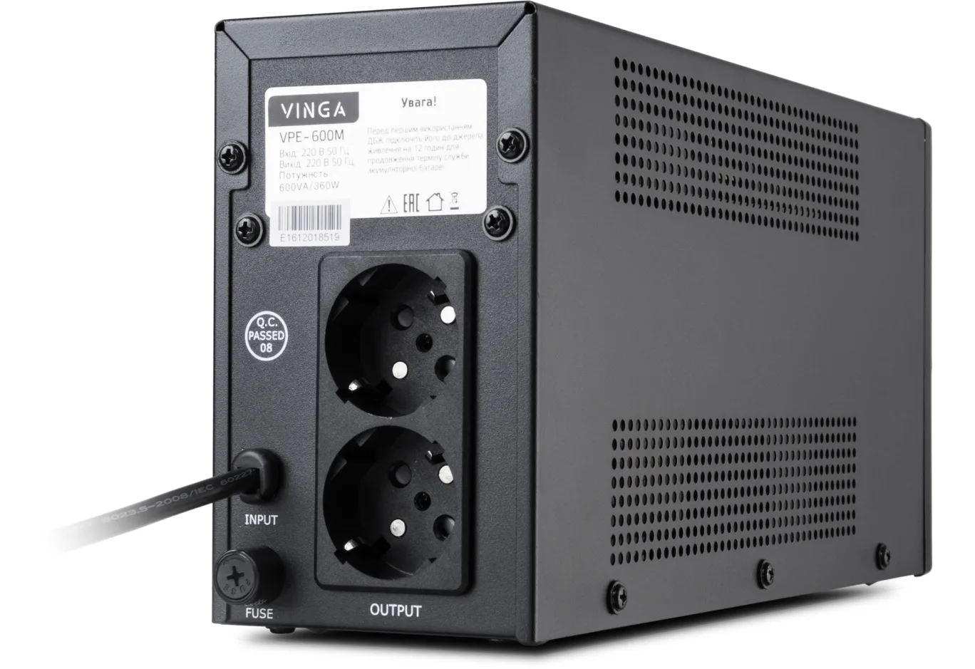 Uninterruptible Power Supply Vinga LED 600VA metal case (VPE-600M)