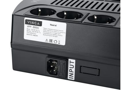 Пристрій безперебійного живлення Vinga 800VA-PU,  2USB*5V /1A (VPP-800U)