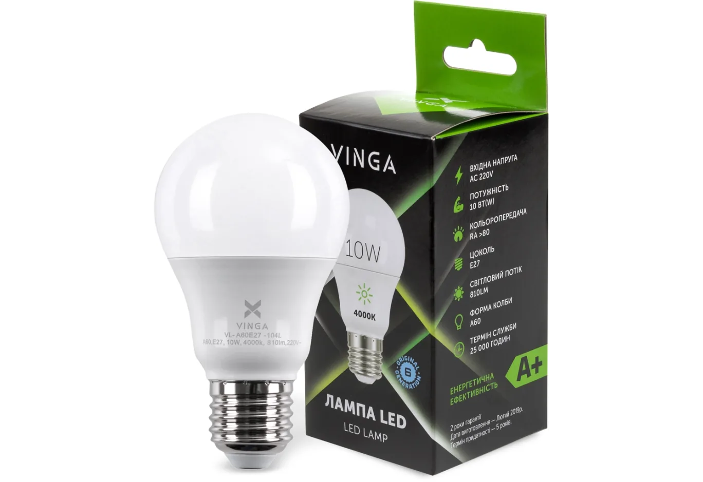 Лампочка Vinga VL-A60E27-104L