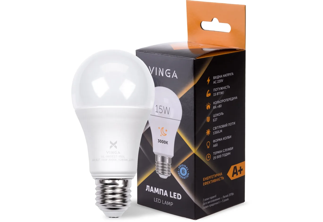 Лампочка Vinga VL-A60E27-153L