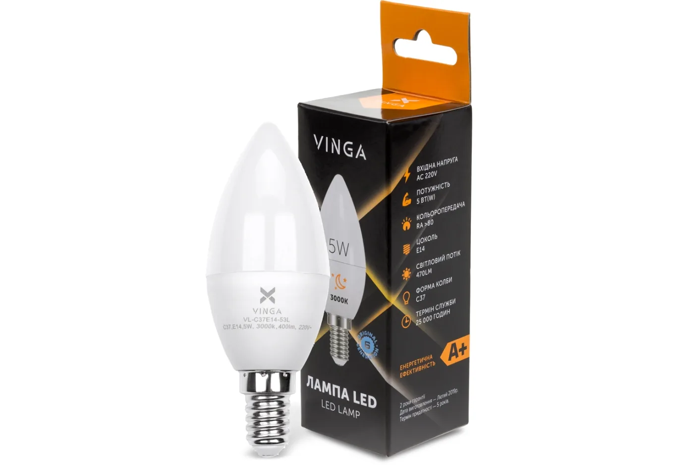 Лампочка Vinga VL-C37E14-53L