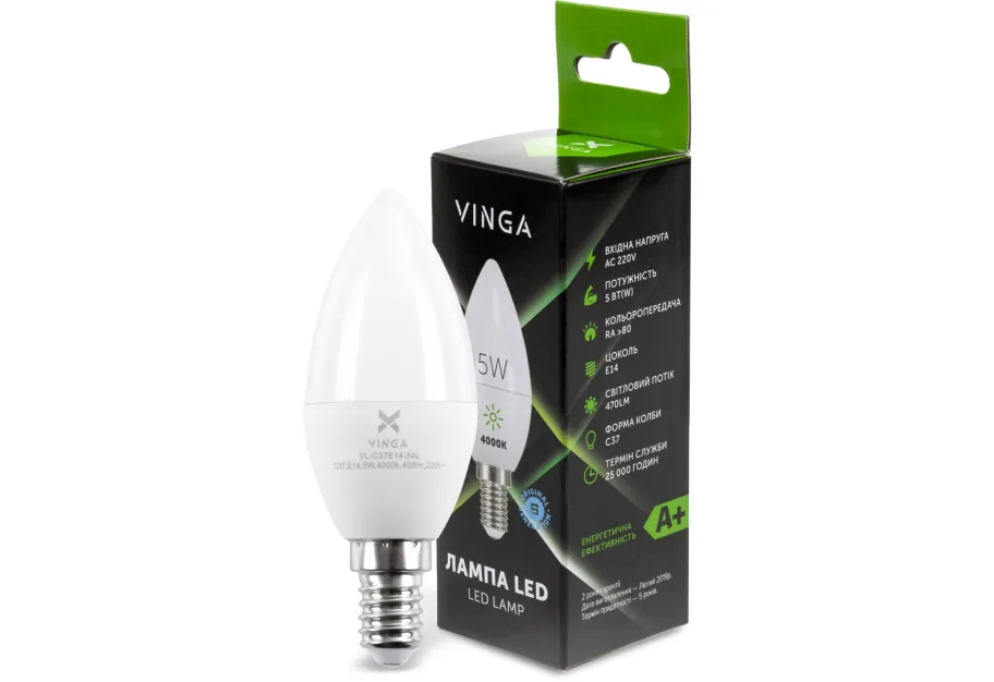 Лампочка Vinga VL-C37E14-54L