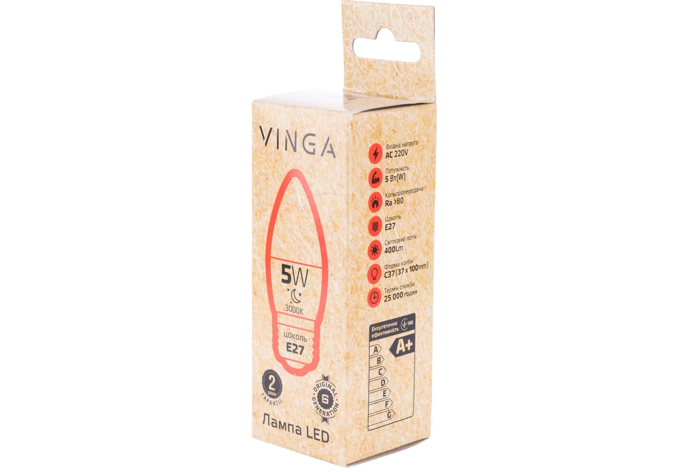 Лампочка Vinga VL-C37E27-53L