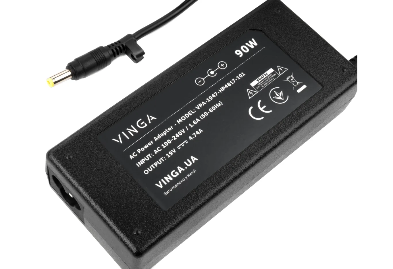 Блок живлення до ноутбуку Vinga HP 90W 19V 4.74A 4.8*1.7 (VPA-1947-HP4817-101)