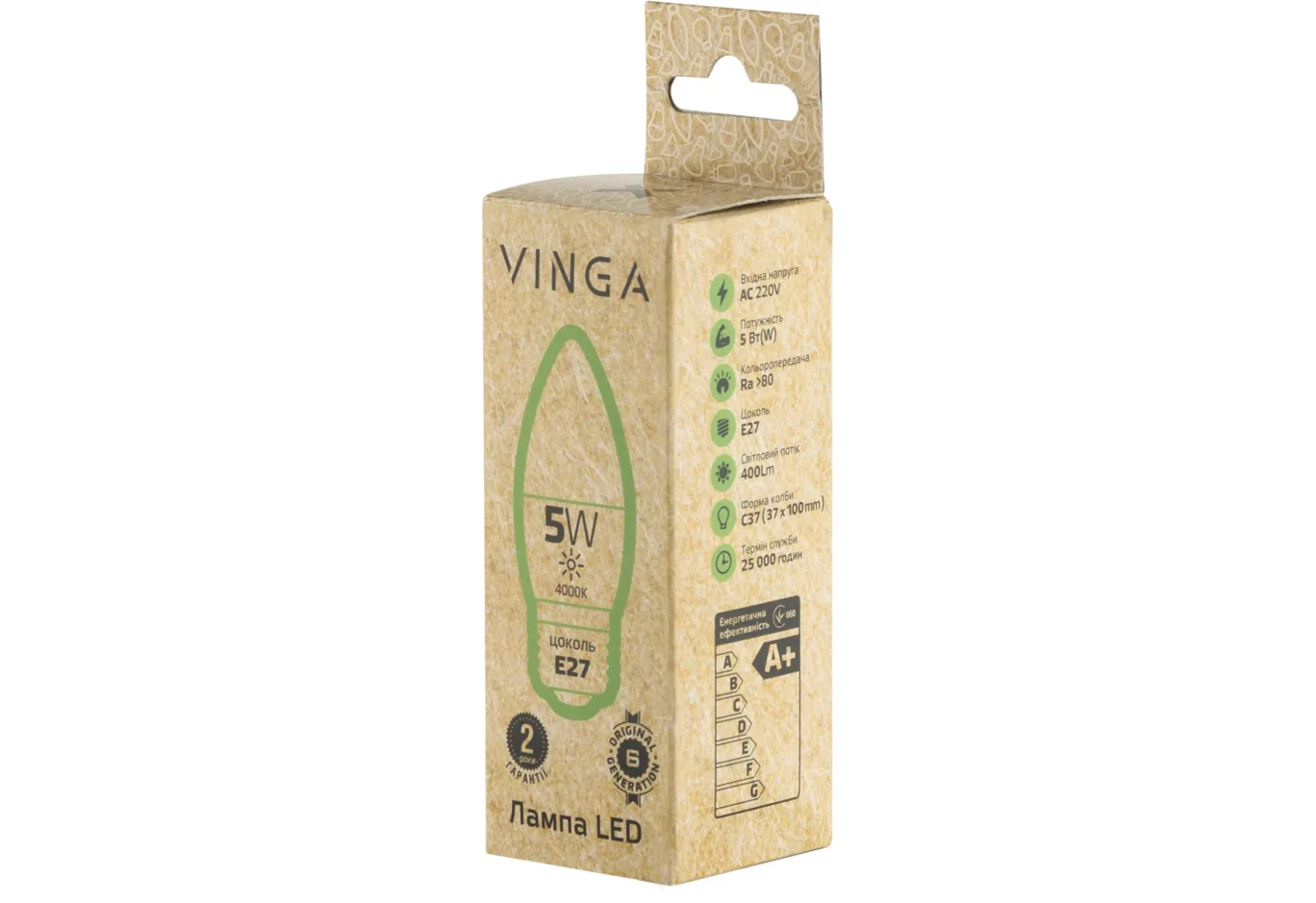 Лампочка Vinga VL-C37E27-54L