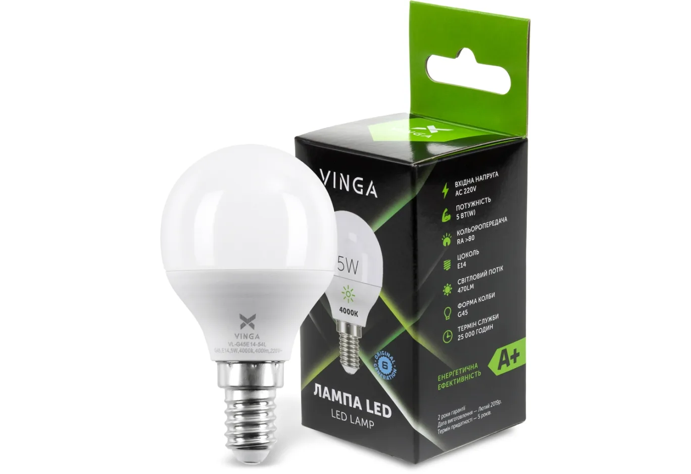 Лампочка Vinga VL-G45E14-54L