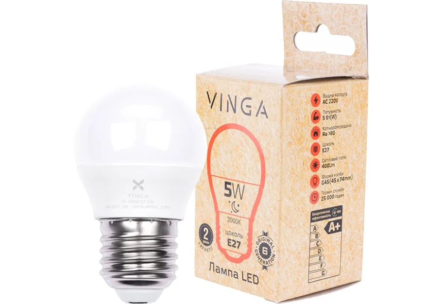 Лампочка Vinga VL-G45E27-53L