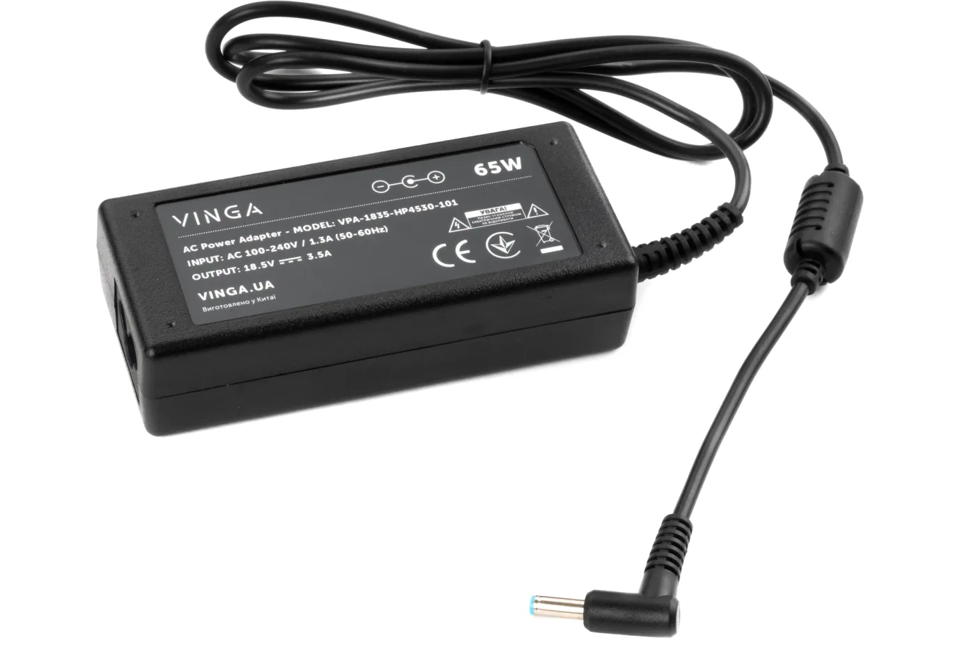 Блок живлення до ноутбуку Vinga HP 65W 18.5V 3.5А 4.5*3.0 (VPA-1835-HP4530-101)