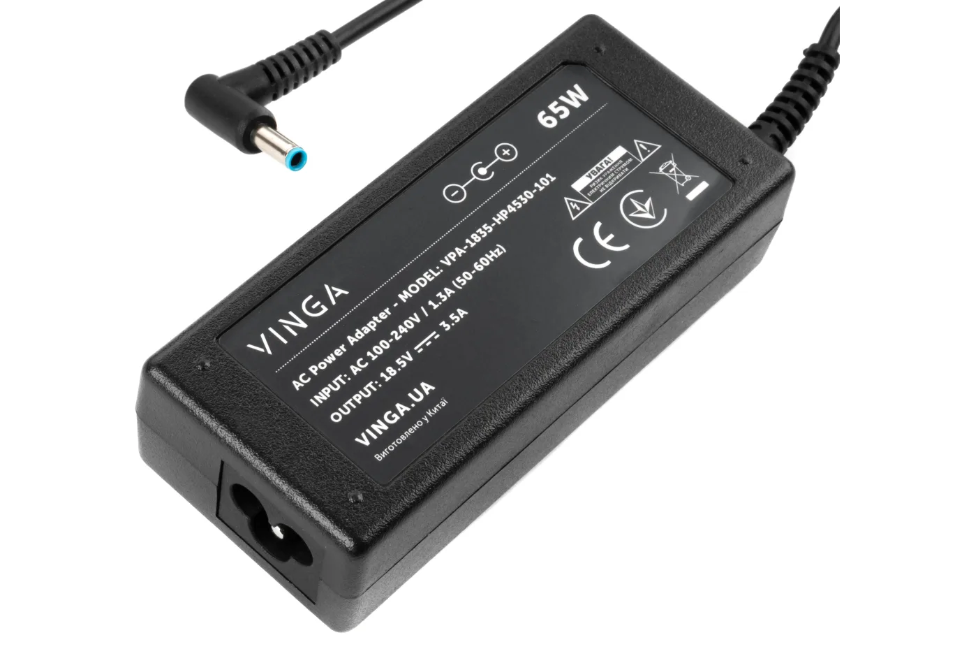 Блок живлення до ноутбуку Vinga HP 65W 18.5V 3.5А 4.5*3.0 (VPA-1835-HP4530-101)
