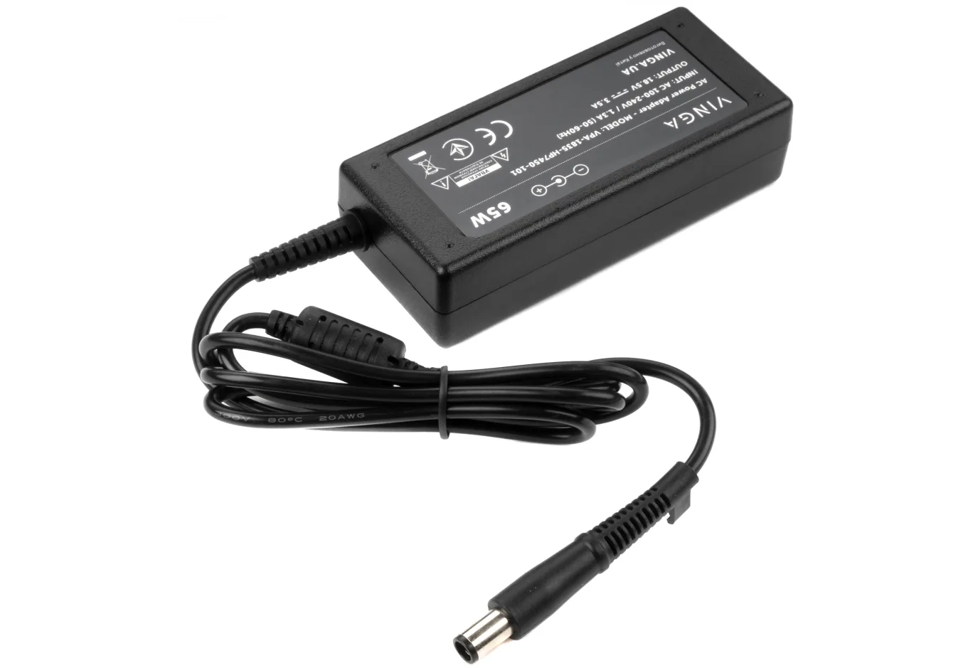 Laptop power supply Vinga HP 65W 18.5V 3.5А 7.4*5.0 (VPA-1835-HP7450-101)