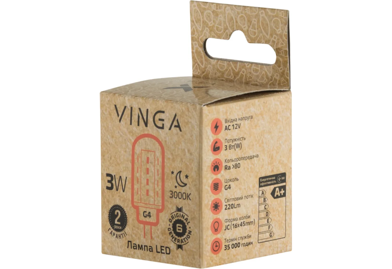 Лампочка Vinga VL-JCG4-33L-12