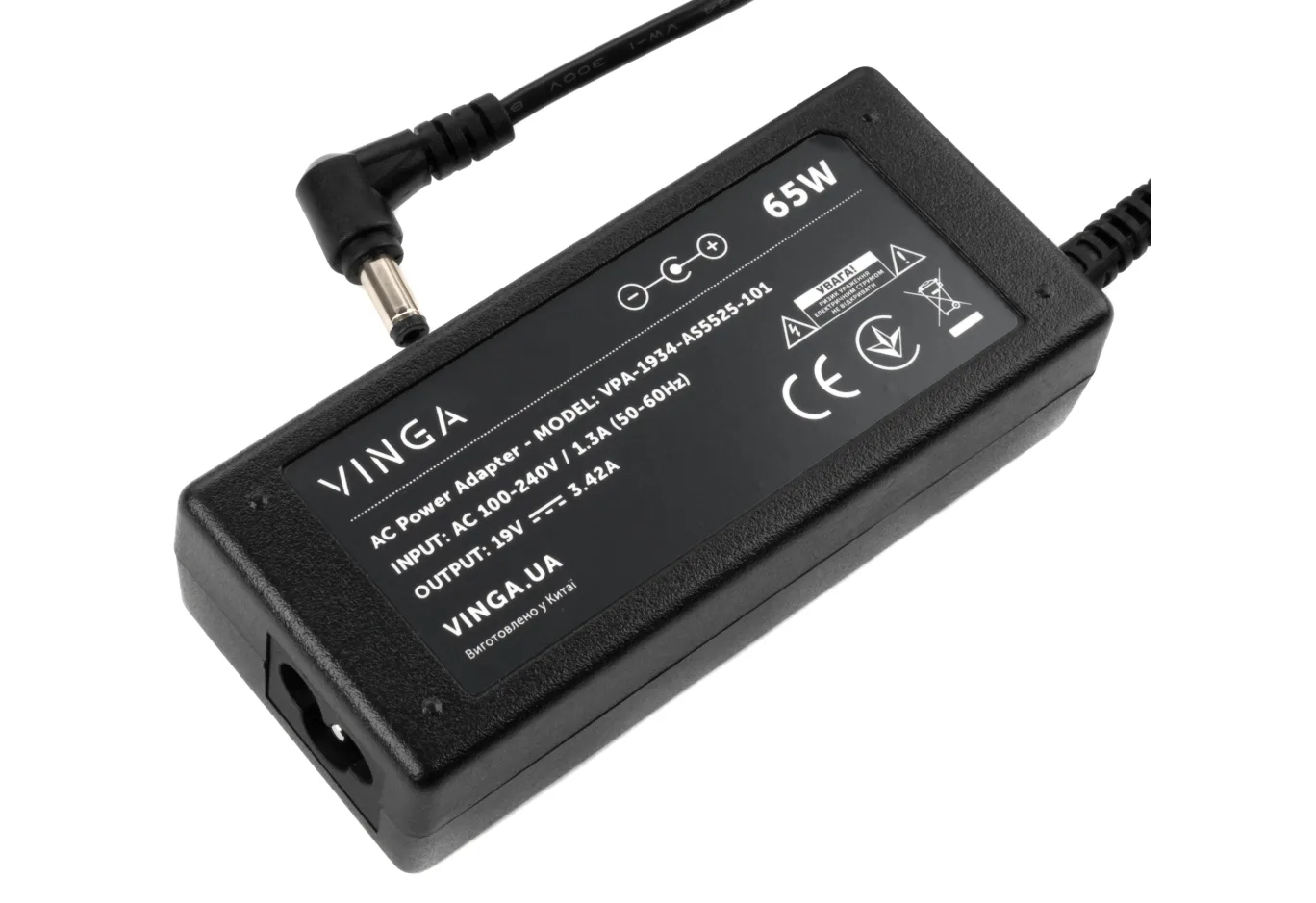 Laptop power supply Vinga ASUS 65W 19V 3,42A 5.5*2.5 (VPA-1934-AS5525-101)