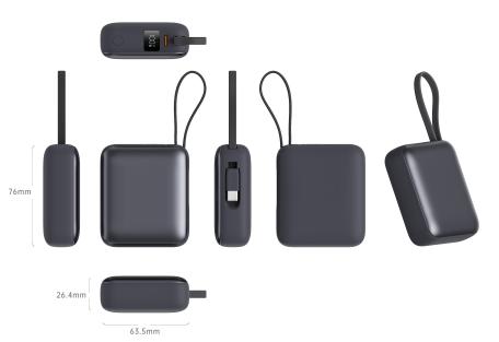 Батарея універсальна Vinga 10000 mAh 35W Display Cable (VPBB1035C)