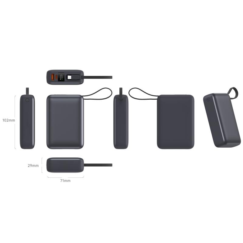 Батарея універсальна Vinga 20000 mAh 45W Display Cable (VPBB2045C)