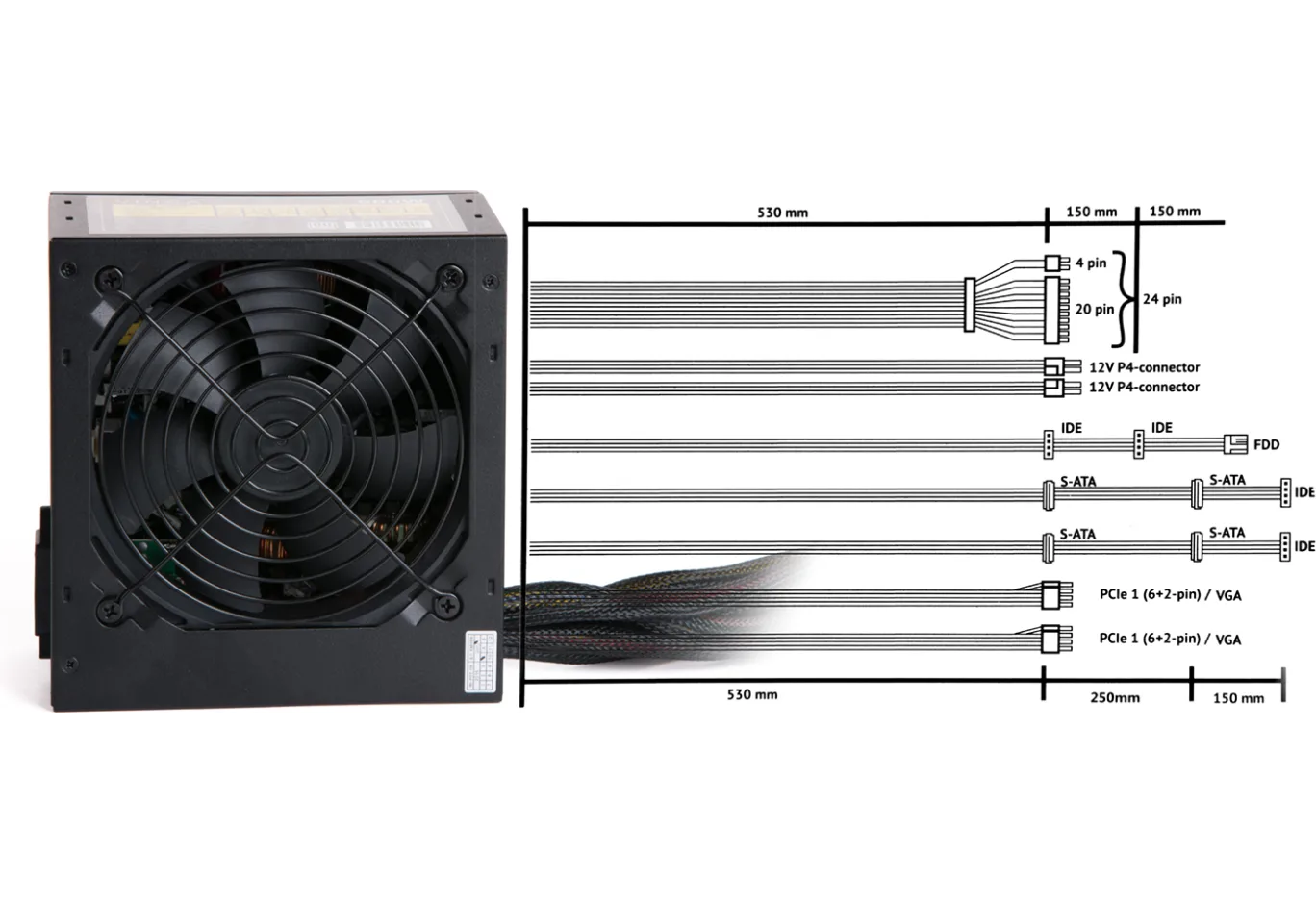 Power supply Vinga 500W (VPS-500P)
