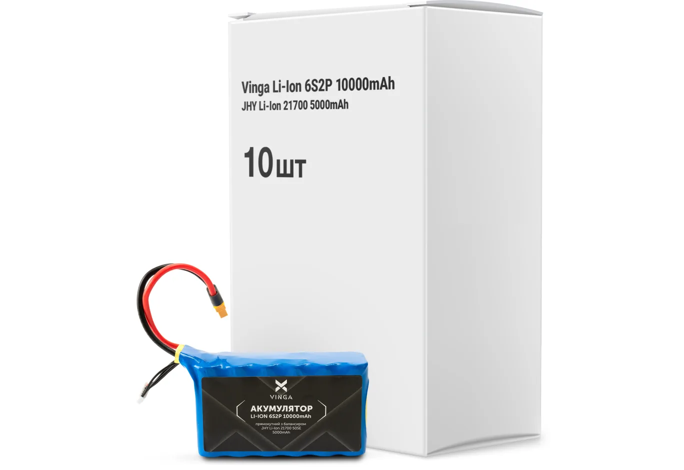 Battery pack Vinga Li-Ion 6S2P 10000mAh коробка 10 шт (JHY Li-Ion 21700 5000mAh) (V6S2P-10PCS-10000MAH)