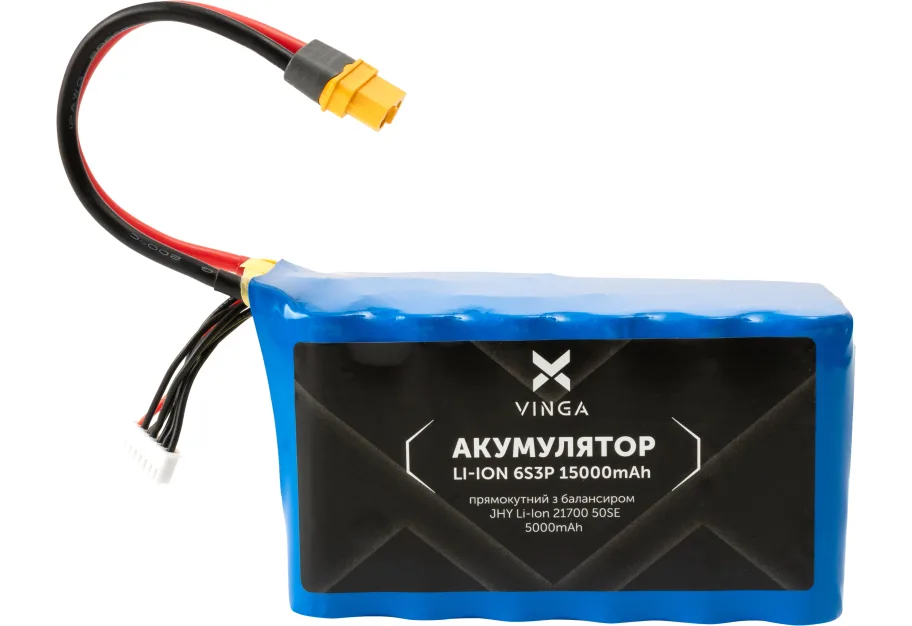 Battery pack Vinga Li-ion 6S3P 15000mAh з балансиром (JHY Li-Ion 21700 5000mAh) (V6S3P-5000)