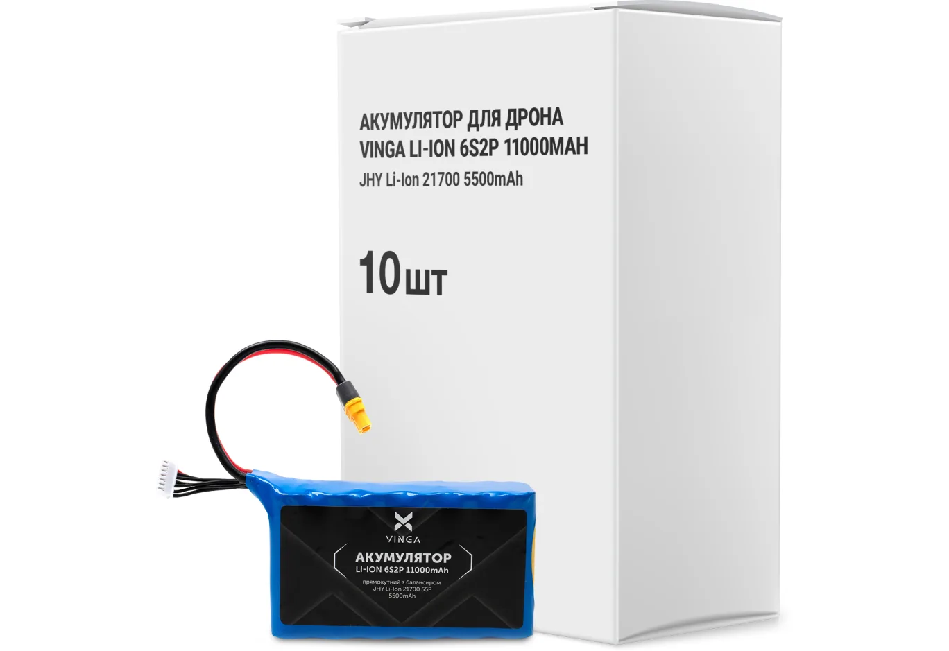 Battery pack Vinga Li-Ion 6S2P 11000mAh коробка 10 шт (JHY Li-Ion 21700 5500mAh) (V6S2P-10PCS-11000MAH)