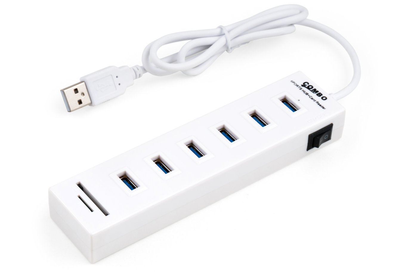 Hub Vinga 6xUSB2.0 + card-reader with switch 0.8m (VCP2H6USBCRSWWH)