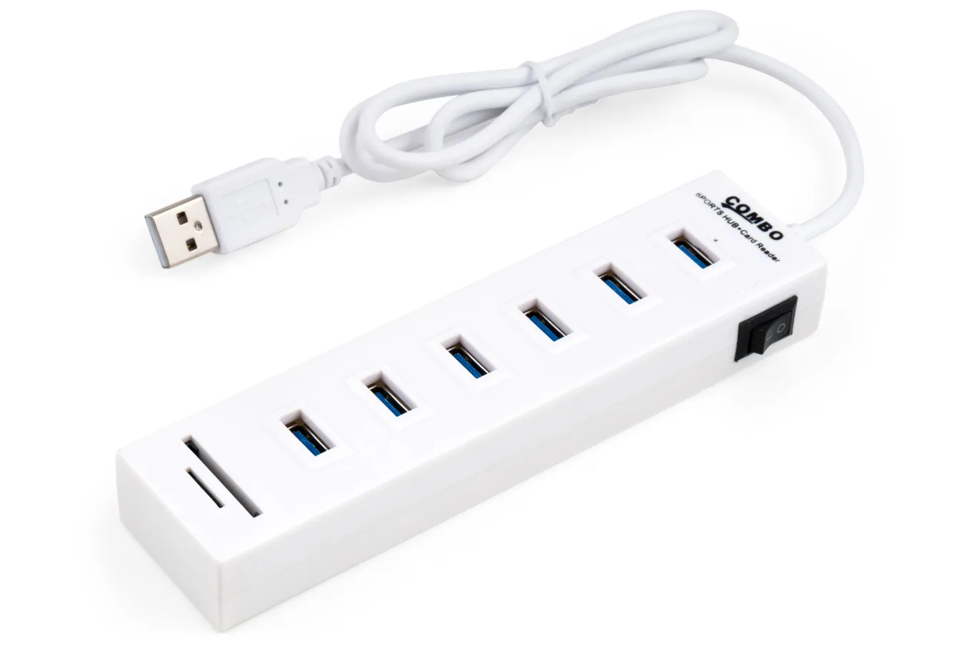 Концентратор Vinga 6xUSB2.0 + card-reader with switch 0.8m (VCP2H6USBCRSWWH)