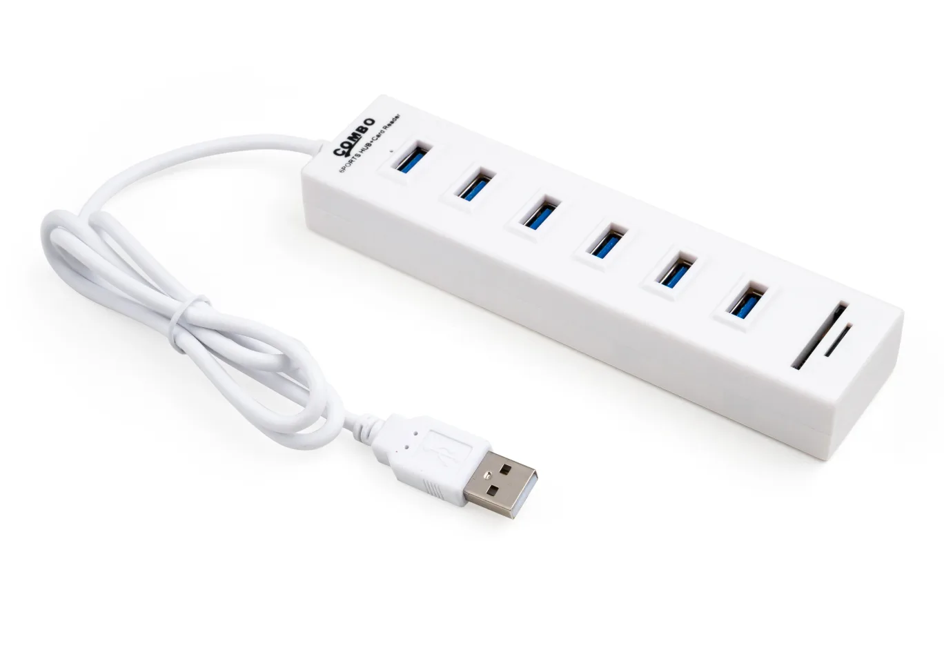 Концентратор Vinga 6xUSB2.0 + card-reader with switch 0.8m (VCP2H6USBCRSWWH)