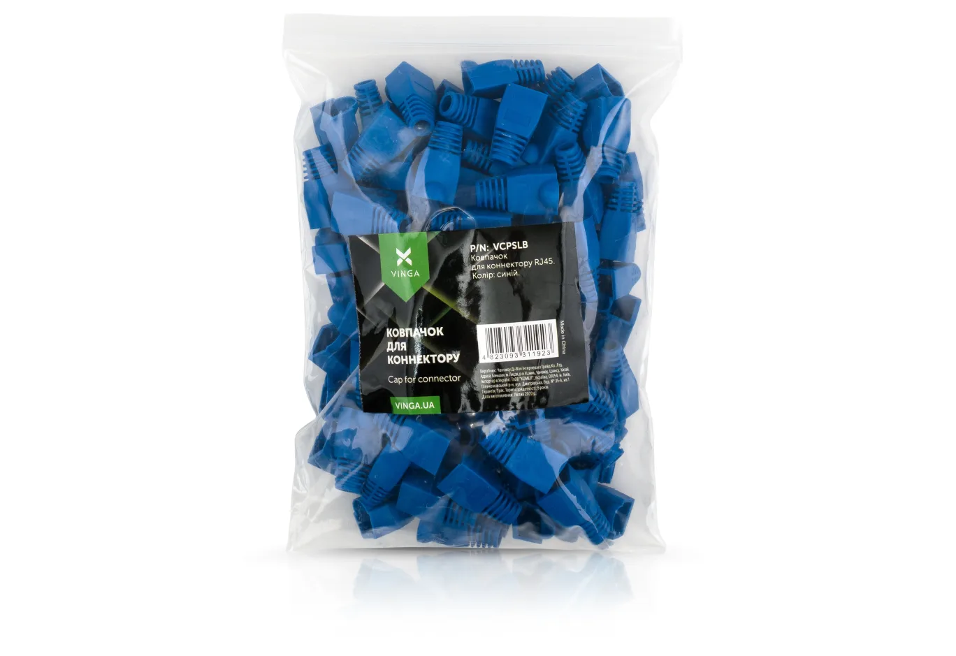 Ковпачок конектора Vinga RJ45 blue (VCPSLB)