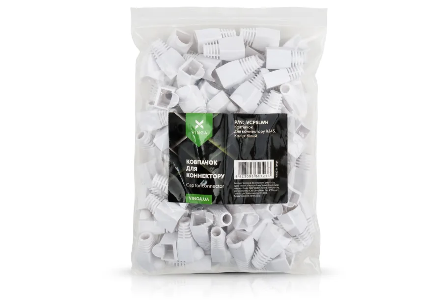 Ковпачок конектора Vinga RJ45 white (VCPSLWH)