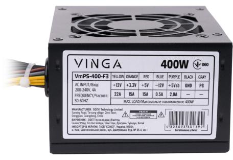 Блок живлення Vinga 400W (VmPS-400-F3)